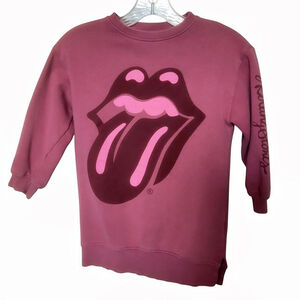 KIDS Pink The Rolling Stones crewneck sweatshirt 3/4 sleeves